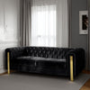 Nua Sofa, Chesterfield Tufted Black Velvet, 84 Inch, Modern Gold Legs By Casagear Home