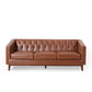 Vella Sofa Pull Point Back 81 Inch Tufted Light Brown Faux Leather By Casagear Home BM320522