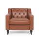 Accent Club Chair Button Tufted Diamond Stitch Light Brown Faux Leather By Casagear Home BM320528