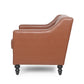 Accent Club Chair Button Tufted Diamond Stitch Light Brown Faux Leather By Casagear Home BM320528