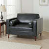 Accent Club Chair, 45 Inch Padded Seat, Birch Wood Legs, Black Faux Leather By Casagear Home