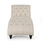 Curb Chaise Lounger 64 Inch Button Tufted Diamond Stitch Beige Fabric By Casagear Home BM320530