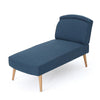 Chaise Lounger, 57 Inch, Modern, Brown Wood Frame, Navy Blue Fabric By Casagear Home