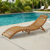 Hanie Foldable Chaise Lounger, Outdoor, Open Slatted in Brown Acacia Wood By Casagear Home