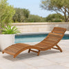 Hanie Foldable Chaise Lounger, Outdoor, Open Slatted in Brown Acacia Wood By Casagear Home