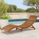Hanie Foldable Chaise Lounger, Outdoor, Open Slatted in Brown Acacia Wood By Casagear Home