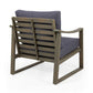 Outdoor Accent Chair Slat Panels Sloped Arms Dark Gray Acacia Wood By Casagear Home BM320537