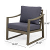 Outdoor Accent Chair Slat Panels Sloped Arms Dark Gray Acacia Wood By Casagear Home BM320537