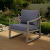 Outdoor Accent Chair, Slat Panels, Sloped Arms, Dark Gray Acacia Wood By Casagear Home
