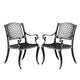 Cay Outdoor Dining Chair Set of 2, Mesh Style Back, Black Cast Aluminium By Casagear Home