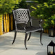 Cay Outdoor Dining Chair Set of 2, Mesh Style Back, Black Cast Aluminium By Casagear Home