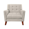 Accent Armchair Tufted Back Flared Arms Tapered Wood Legs Beige Fabric By Casagear Home BM320548