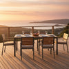 Outdoor Dining Table, 70 Inch Brown Wood, Gray Weather-Resistant Aluminium By Casagear Home
