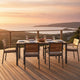 Outdoor Dining Table, 70 Inch Brown Wood, Gray Weather-Resistant Aluminium By Casagear Home