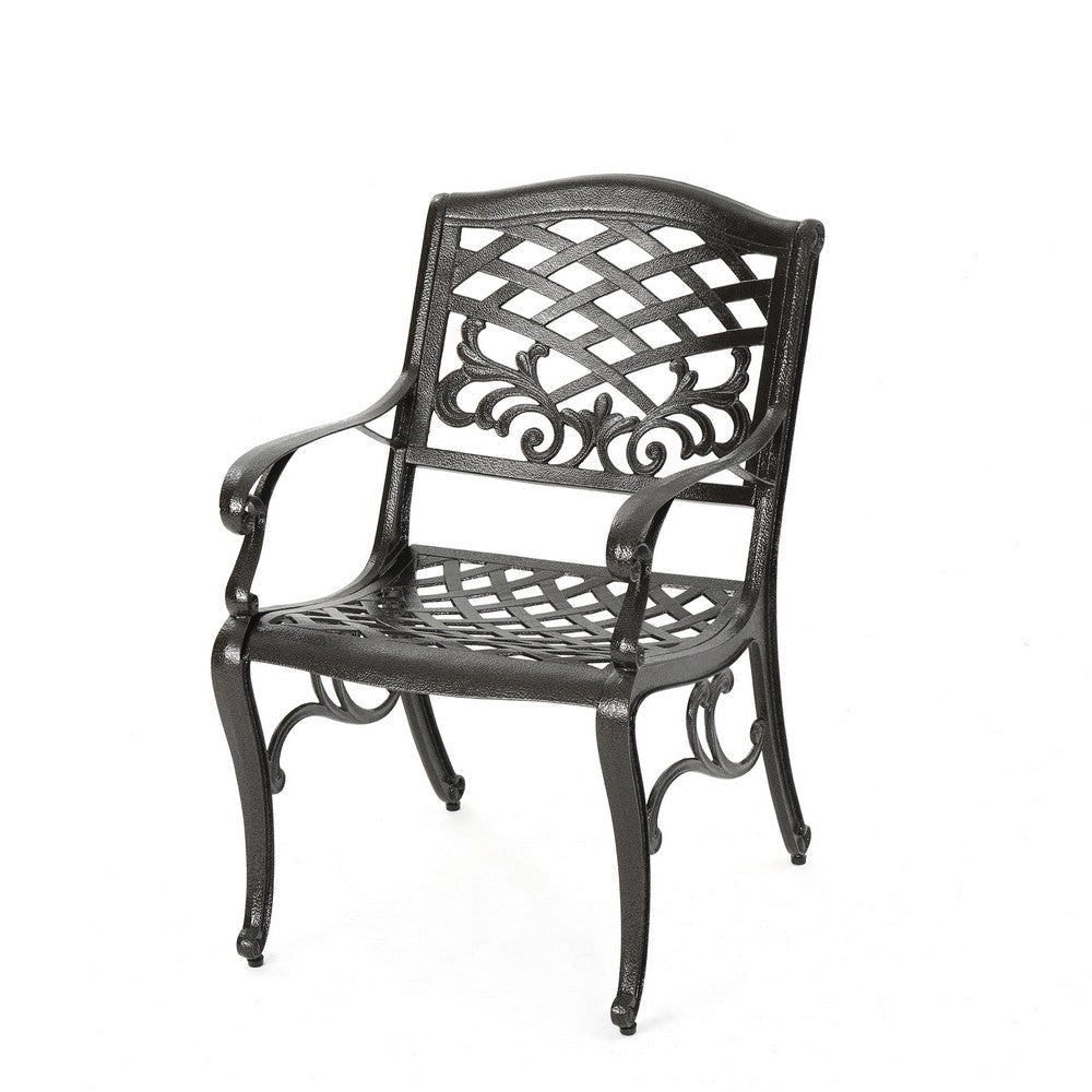 Toni Outdoor Armchair Set of 2 Cabriole Scrolled Lattice Bronze Aluminium By Casagear Home BM320552