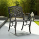 Toni Outdoor Armchair Set of 2, Cabriole, Scrolled Lattice Bronze Aluminium By Casagear Home