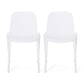 Outdoor Patio Chair Set of 2, Perforated Ergonomic, Weather Resistant White By Casagear Home