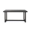 Sanie Outdoor Dining Table, 59 Inch Top, Iron Frame, Brown Resin Wicker By Casagear Home