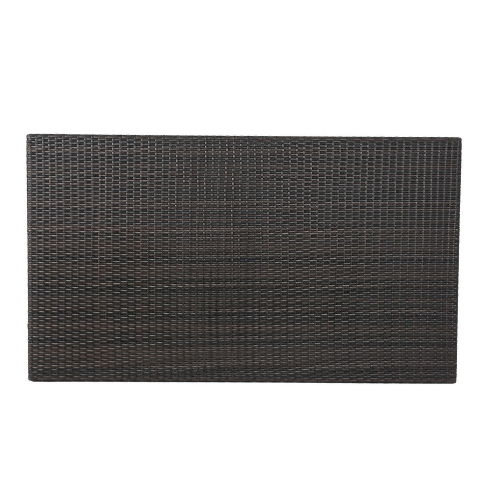 Sanie Outdoor Dining Table, 59 Inch Top, Iron Frame, Brown Resin Wicker By Casagear Home
