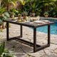 Sanie Outdoor Dining Table, 59 Inch Top, Iron Frame, Brown Resin Wicker By Casagear Home