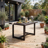 Sanie Outdoor Dining Table, 59 Inch Top, Iron Frame, Brown Resin Wicker By Casagear Home