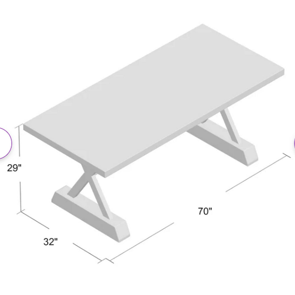 Outdoor Dining Table 70 Inch Rectangular Concrete Top Brown Metal Frame By Casagear Home BM320558