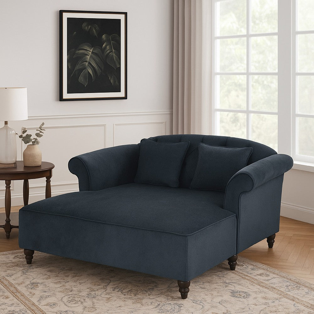 Loveseat Chaise Lounger, 2 Pillows, 63 Inch Wood Frame, Charcoal Gray By Casagear Home