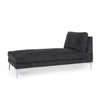 Yeni Chaise Lounge, 66 Inch, Modern Bracket Iron Legs, Soft Black Fabric By Casagear Home