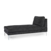 Yeni Chaise Lounge, 66 Inch, Modern Bracket Iron Legs, Soft Black Fabric By Casagear Home