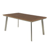 Outdoor Dining Table, 63 Inch Brown Eucalyptus Wood Top, Silver Metal Legs By Casagear Home
