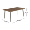 Outdoor Dining Table 63 Inch Brown Eucalyptus Wood Top Silver Metal Legs By Casagear Home BM320562