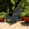 Outdoor Adirondack Chair with Cupholders, Foldable, Dark Gray Wood Finish By Casagear Home