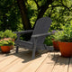 Outdoor Adirondack Chair with Cupholders, Foldable, Dark Gray Wood Finish By Casagear Home