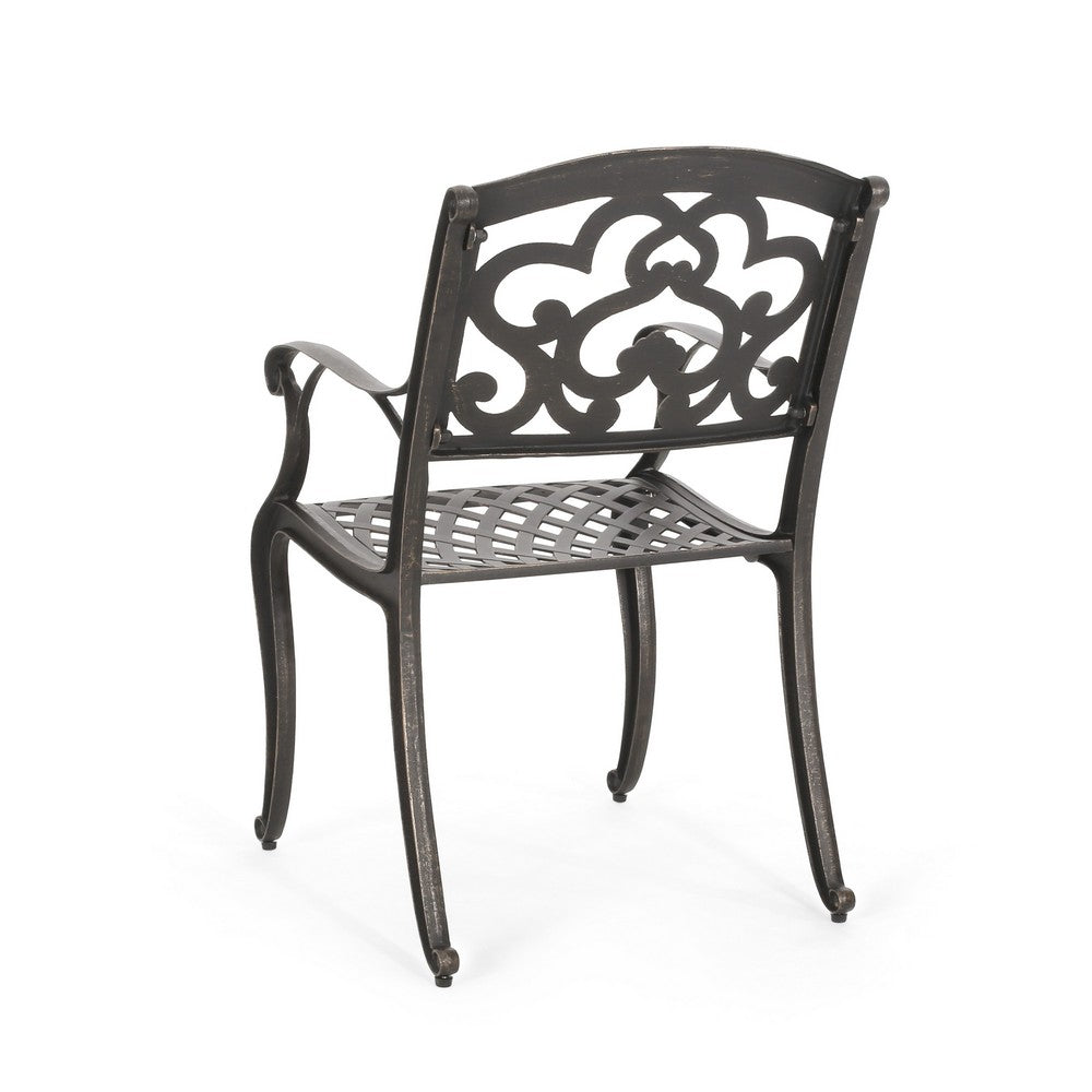 Serb Outdoor Dining Patio Chair Set of 2, Handcrafted Metal Copper Patina By Casagear Home