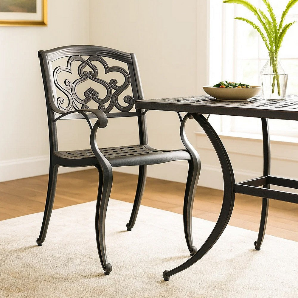 Serb Outdoor Dining Patio Chair Set of 2, Handcrafted Metal Copper Patina By Casagear Home