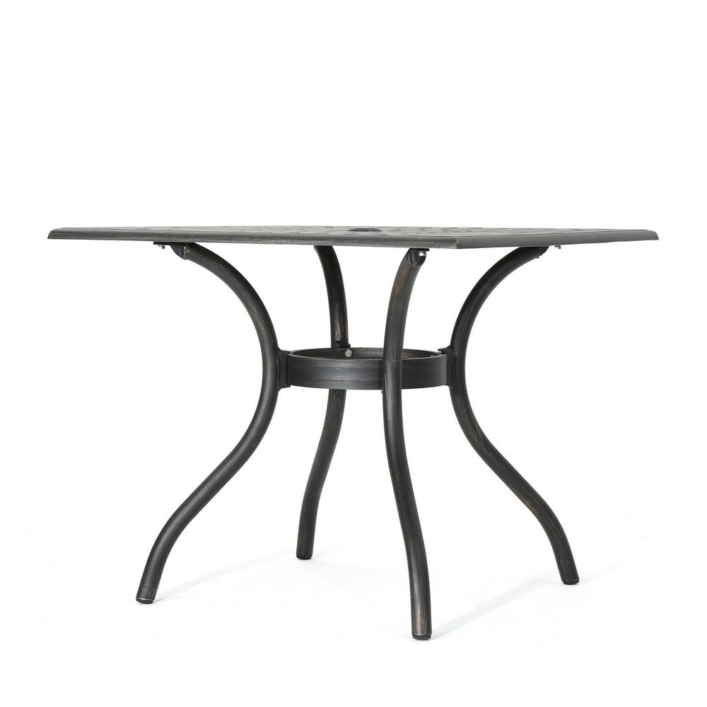 Serb Outdoor Dining Table, 37 Inch Square, Handcrafted Copper Patina Finish By Casagear Home