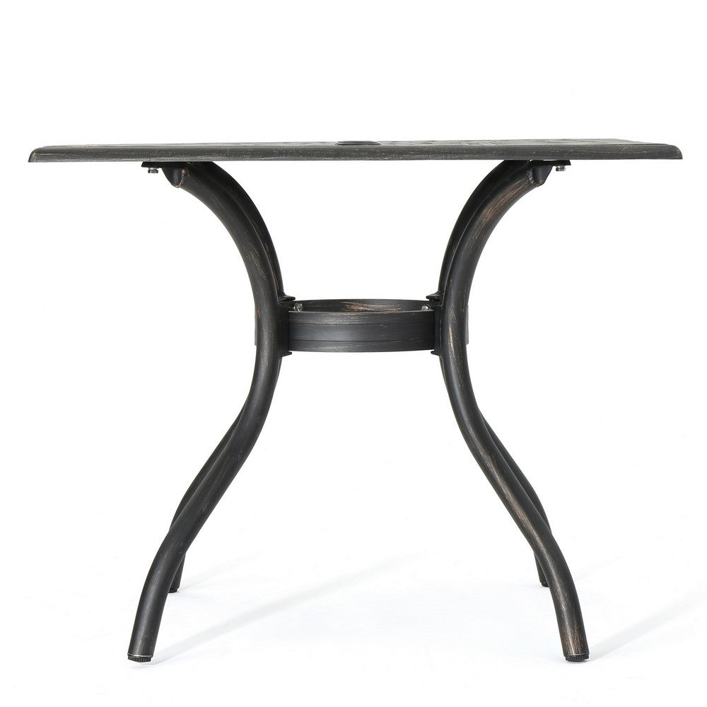 Serb Outdoor Dining Table, 37 Inch Square, Handcrafted Copper Patina Finish By Casagear Home