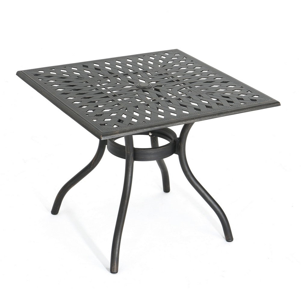 Serb Outdoor Dining Table, 37 Inch Square, Handcrafted Copper Patina Finish By Casagear Home