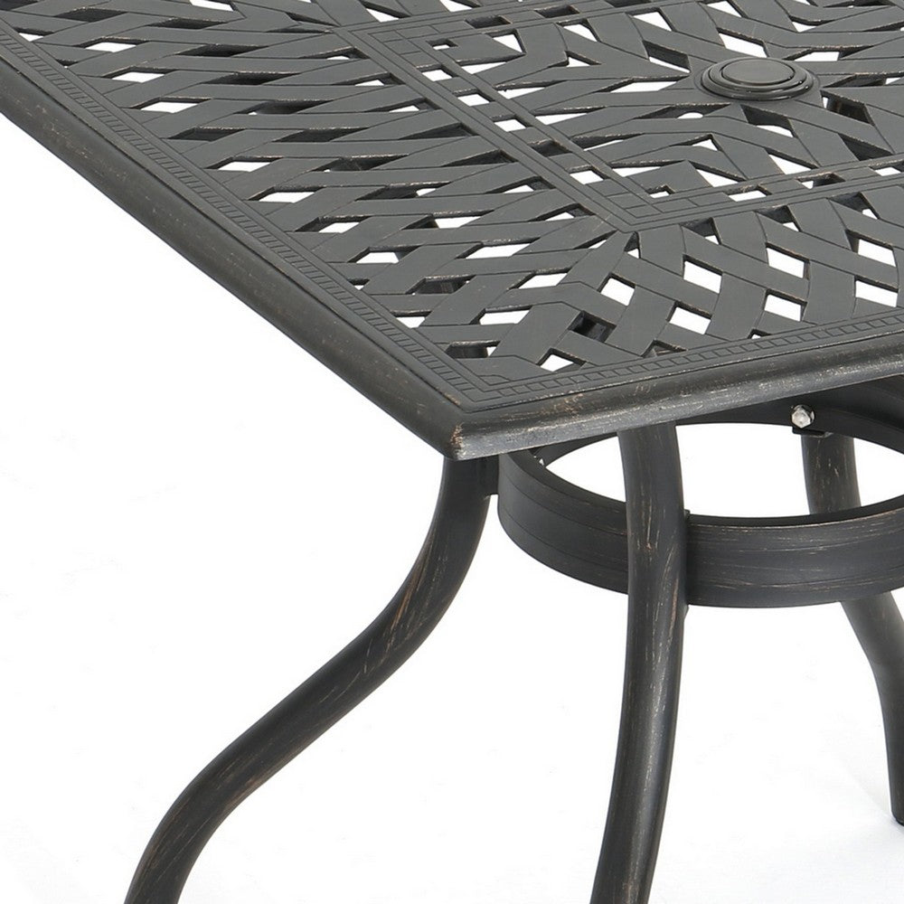 Serb Outdoor Dining Table, 37 Inch Square, Handcrafted Copper Patina Finish By Casagear Home