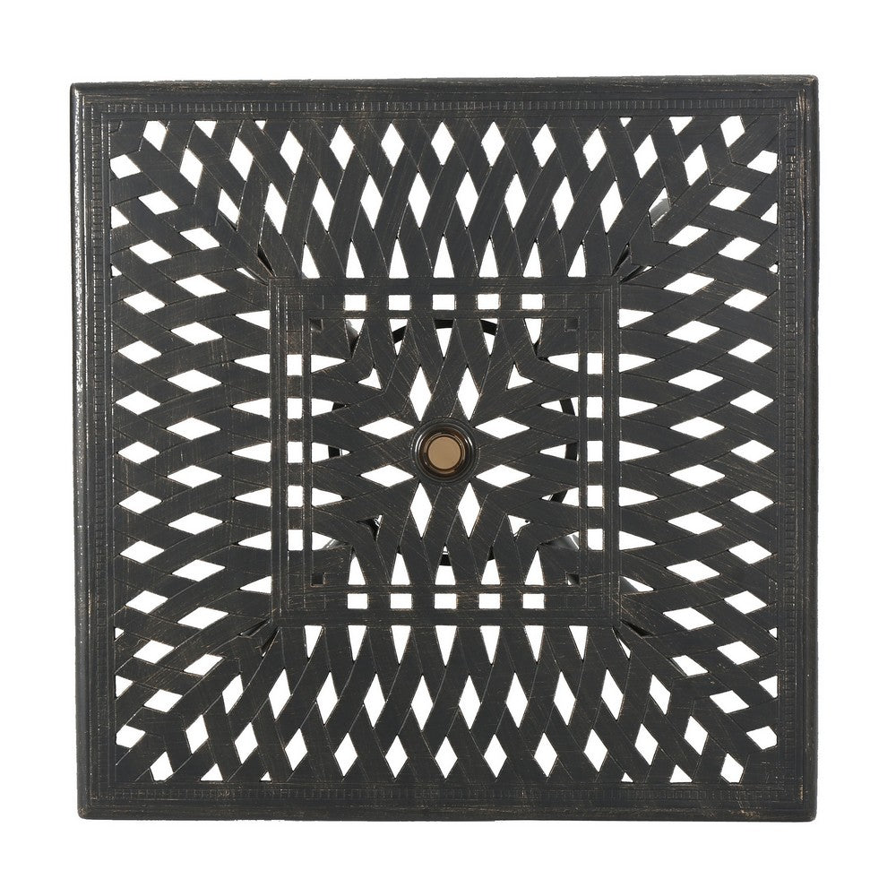 Serb Outdoor Dining Table, 37 Inch Square, Handcrafted Copper Patina Finish By Casagear Home