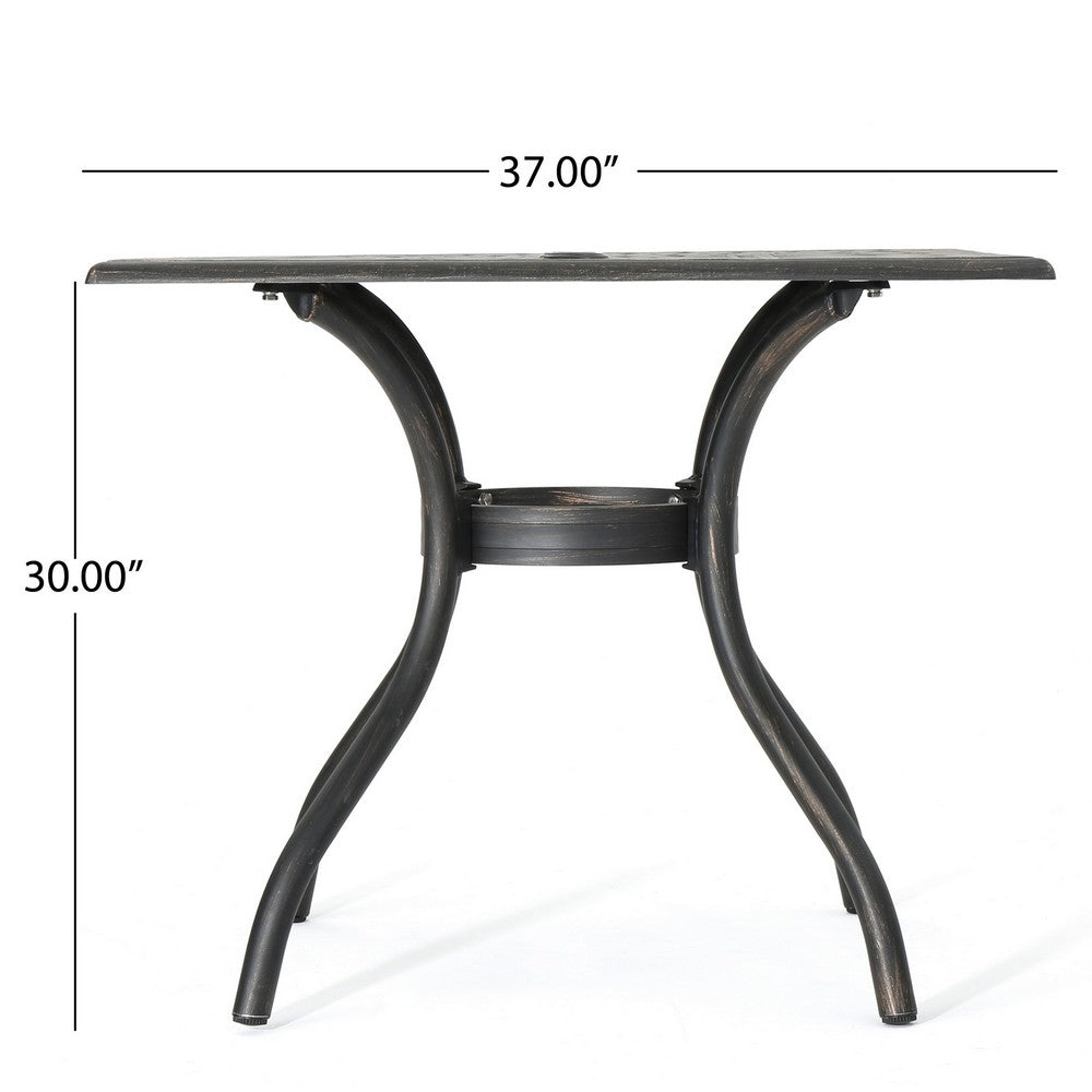 Serb Outdoor Dining Table, 37 Inch Square, Handcrafted Copper Patina Finish By Casagear Home