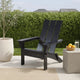 Foldable Outdoor Adirondack Chair, Rustic Black Steel and Acacia Wood By Casagear Home