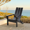 Foldable Outdoor Adirondack Chair, Rustic Black Steel and Acacia Wood By Casagear Home