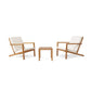 Liah Outdoor Patio Table Set, 2 Chairs, Brown Acacia Wood, Cream Polyester By Casagear Home