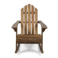 Outdoor Adirondack Rocking Chair Slatted Back Slope Arms Dark Brown Wood By Casagear Home BM320574