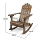 Outdoor Adirondack Rocking Chair Slatted Back Slope Arms Dark Brown Wood By Casagear Home BM320574