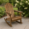 Outdoor Adirondack Rocking Chair, Slatted Back, Slope Arms, Dark Brown Wood By Casagear Home