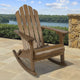 Outdoor Adirondack Rocking Chair, Slatted Back, Slope Arms, Dark Brown Wood By Casagear Home