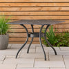 Cay Outdoor Dining Table, 40 Inch Square Top, Black Lattice Metal Design By Casagear Home