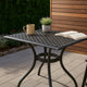 Cay Outdoor Dining Table, 40 Inch Square Top, Black Lattice Metal Design By Casagear Home